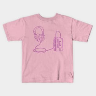 Portable Tape Player (Violet Lines) Analog / Music Kids T-Shirt